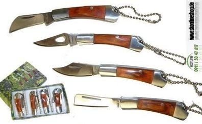 Mini Klapp Messer-Set 4 Stück * Jäger * * SUPER Praktisch mit Schlüsselanhänger