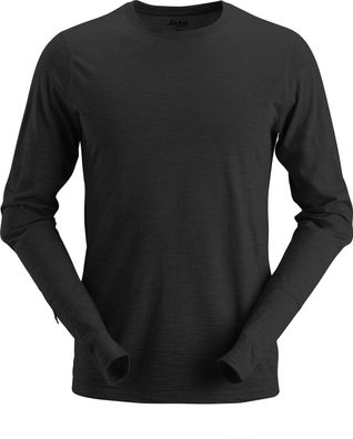 Snickers Workwear AllroundWork Wool langarm Woll-T-Shirt schwarz