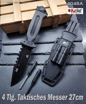 KaSul®| Taktisches 4Tlg. Buschmesser 4048A Grau Jagdmesser Bowie Knife Hunting