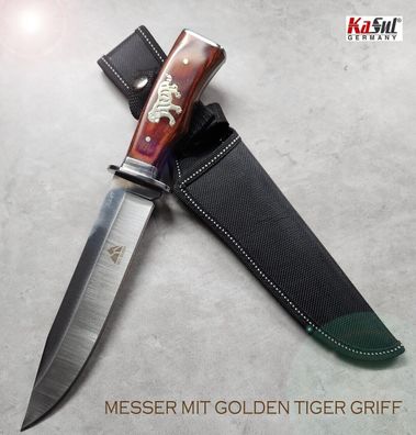 KasSul®| Survivor * Gold-Tiger* Messer SA47 Jagdmesser Bowie 31cm Knife + Köcher