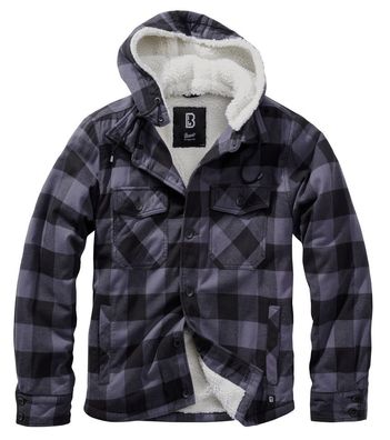 Brandit Jacke Lumberjacket hooded in Black/ Grey