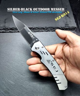 KaSul®| Silber-Alu Optik SEJ-K0014 Taschen Messer Klappmesser Outdoor Jagdmesser