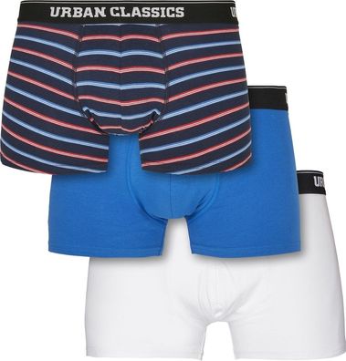 Urban Classics Unterhose Boxer Shorts 3-Pack Neon Stripe Aop + Boxer Blue + White