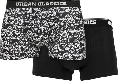 Urban Classics Organic Boxer Shorts 2-Pack Detail AOP/ Black