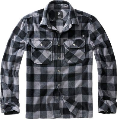 Brandit Herren Hemd Jeff Fleece Shirt Long Sleeve Black/ Grey