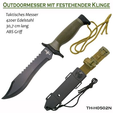 Grün Outdoormesser Fahrtenmesser H0502N Messer 30,7cm Gürtelmesser Nylon Scheide
