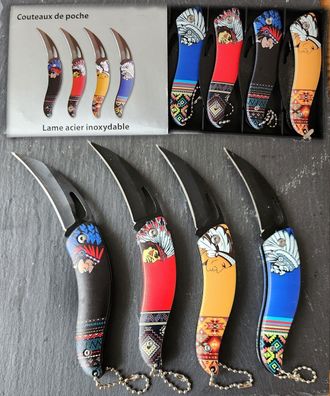 KaSul® | Indiana 4´er Set Mini Taschenmesser | Schlaufe | 10-15cm 4 Color Messer