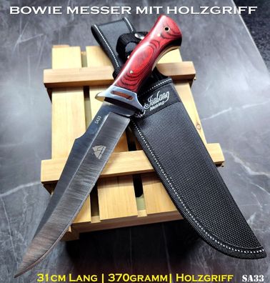KaSul®| SA33 Bowie Survivor Messer 31cm Holzgriff Parier Stange Jagdmesser + Etui