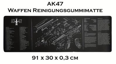 AK47 Waffen Reinigungsmatte 91 x 30 x 0,3 cm Gewehr reinigen Neopren rutschfest