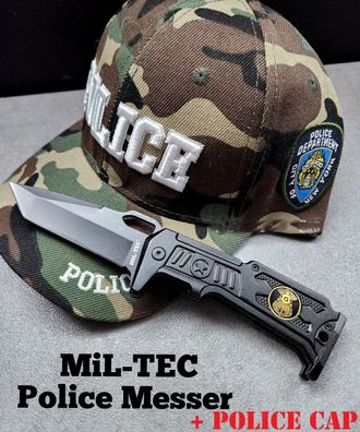 Mil-Tec | 82119300 Police Automesser + Baseball Cap Rettungsmesser Taschenmesser