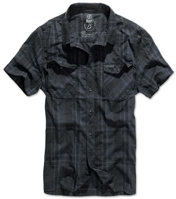 Brandit Hemd Roadstar Shirt, 1/2 Sleeve in Black/ Blue