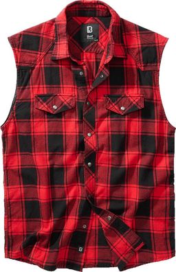 Brandit Men Hemd Checkshirt sleeveless Red/ Black