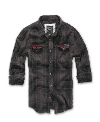 Brandit Hemd Checkshirt Duncan in Brown-Black