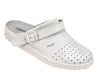 AWC Footwear Berufsschuhe Sandale gelocht mit neuem Ristpolster in Weiß/ Aubergine