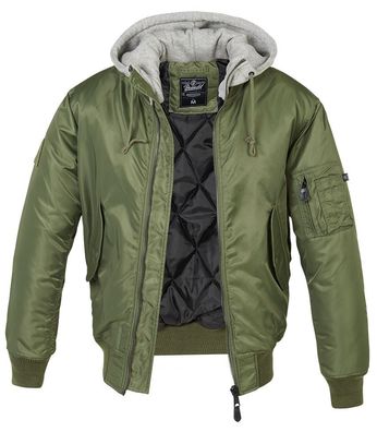 Brandit Jacke MA1 Sweat Hooded Jacket in Olive-Grey