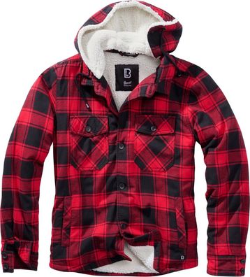 Brandit Jacke Lumberjacket hooded in Red/ Black