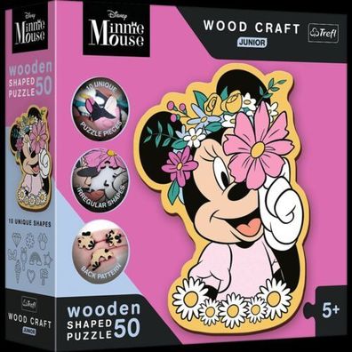 Puzzle Trefl 50 Teile Holzpuzzle Mit Shapes Figuren Minnie Disney