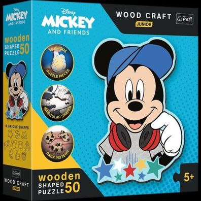 Puzzle Trefl 50 Teile Holzpuzzle Mit Shapes Figuren Mickey Disney