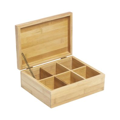 Bambus Teebox Holz Vorratsbox Tee Box Aufbewahrungsbox Teekiste 6 Fächern