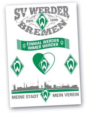 SV Werder Bremen Aufkleber-Set Motive Fussball Grün