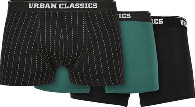 Urban Classics Organic Boxer Shorts 3-Pack Pinstripe AOP/ Black/ Treegreen