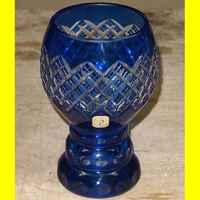 schöne Kristallvase - kobaltblau - Höhe 16,6 cm / Durchmesser 11 cm