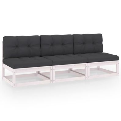 vidaXL 3-Sitzer-Sofa mit Kissen Kiefer Massivholz