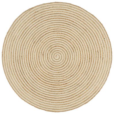 vidaXL Teppich Handgefertigt Jute mit Spiralen-Design Weiß 90 cm