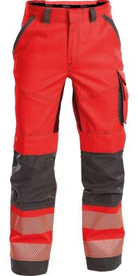 Dassy Sommer Warnschutzhose mit Kniepolstertaschen Odessa PESCO70 Neonrot/ Zementgrau