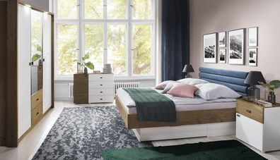 Design Schlafzimmer 5tlg. Set Bett Nachttische Kommode Kleiderschrank Komplett