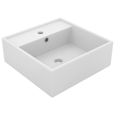 vidaXL Luxus-Waschbecken Überlauf Quadratisch Matt Weiß 41x41 cm