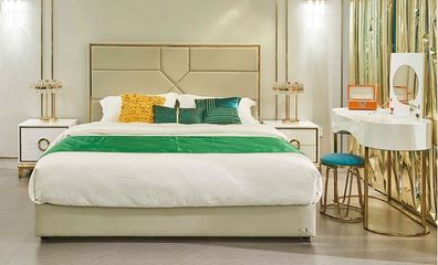 Bett 2x Nachttisch 3tlg. Schlafzimmer Set Design Luxus Schlafzimmer Komplett