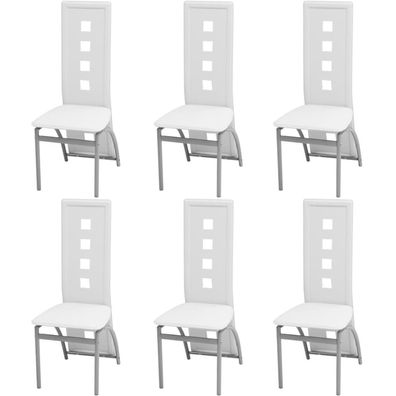 vidaXL Esszimmerstühle 6 Stk. Kunstleder Weiß