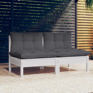 vidaXL 2-Sitzer-Gartensofa mit Anthrazit Kissen Massivholz Kiefer