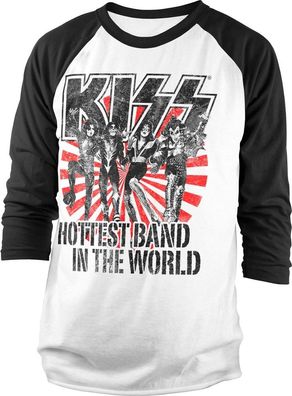 Kiss Hottest Band In The World Baseball Longsleeve Tee White-Black