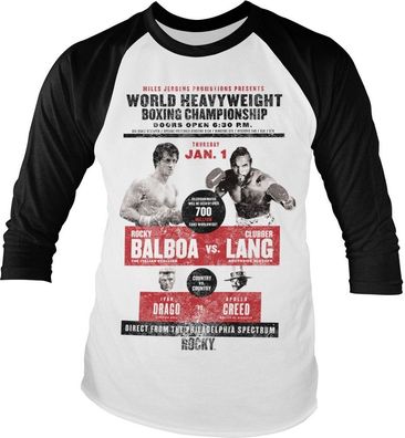 Rocky World Heavyweight Poster Baseball Longsleeve Tee White-Black