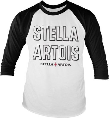 Stella Artois Retro Wordmark Baseball Longsleeve Tee White-Black