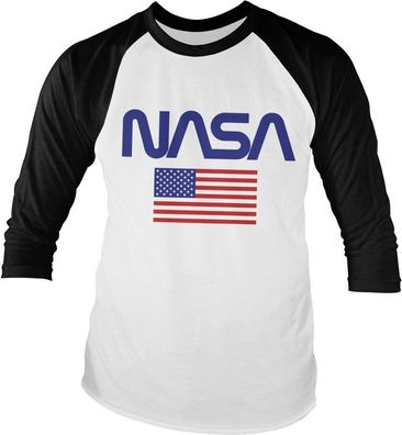 NASA Old Glory Baseball Longsleeve Tee White-Black
