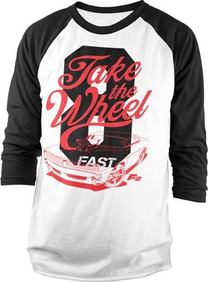 The Fast and the Furious Fast 8 Take The Wheel Baseball Longsleeve Tee White-Black