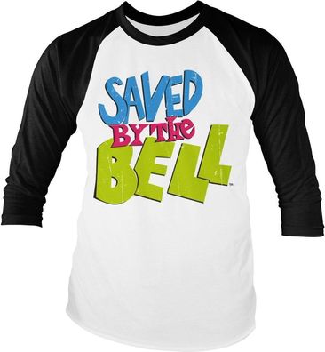 Saved By The Bell Distressed Logo Baseball Longsleeve Tee White-Black