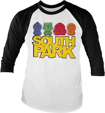 South Park Sketched Baseball Longsleeve Tee White-Black