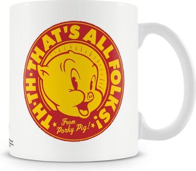 Looney Tunes That's All Folks! Coffee Mug Kaffeebecher White