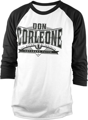 The Godfather Don Corleone Superano Tutto Baseball LS Tee White-Black