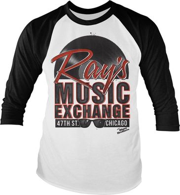 Blues Brothers Ray's Music Exchange Baseball Longsleeve Tee White-Black