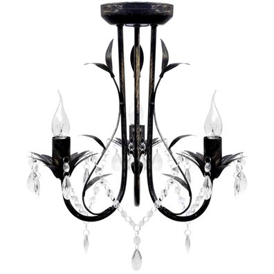 Decknlampe Art Novau mit Kristallperlen 3 x E14