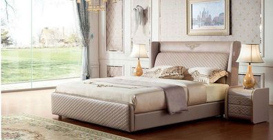 Bett Nachttisch 3 tlg. Schlafzimmer Set Design Modern Luxus Betten Gruppe Leder