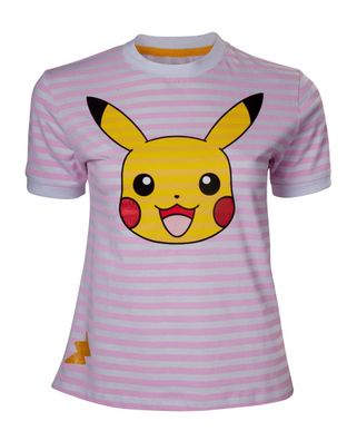 Pokémon Pikachu Striped Women's T-shirt Pink