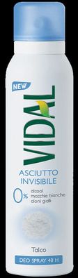 Vidal Asciutto Invisibile Deodorant Spray Talc 48h