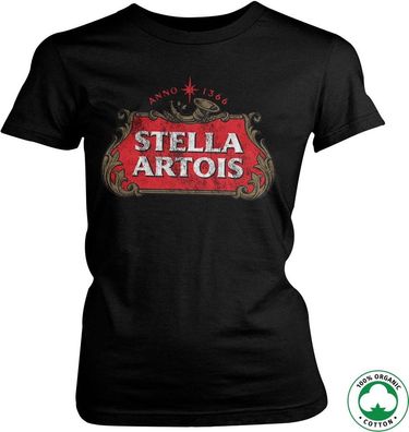 Stella Artois Washed Logo Organic Girly T-Shirt Damen Black