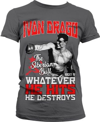 Rocky IV Ivan Drago The Siberian Bull Girly Tee Damen T-Shirt Dark-Grey